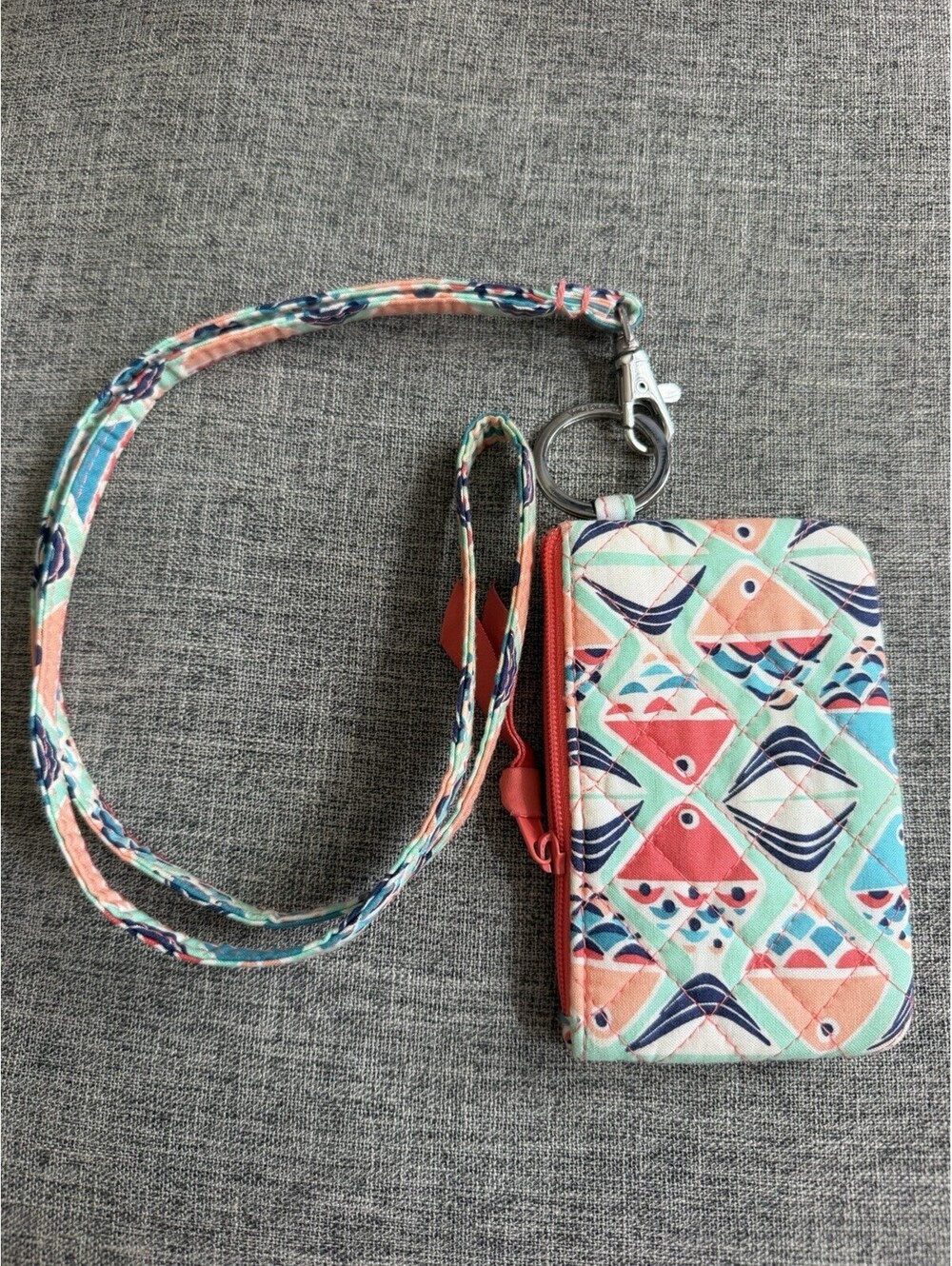 Vera Bradley Zip ID Case And Lanyard In Go Fish Pattern